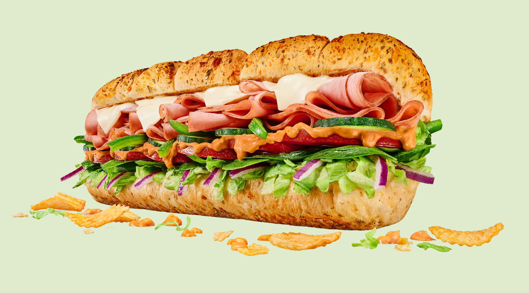 Subway sandwich with All Dressed Sauce inspired by Ruffles